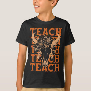 Teacher Western Boho Wild West Bull Skull Byck To T-Shirt