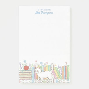 Teacher who loves Books & Cats Personalized Post-it Notes