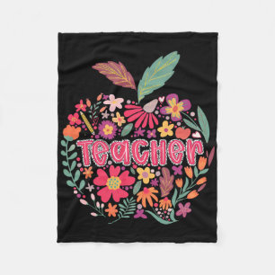 Teacher Wildflower Happy First Day Of School Back Fleece Blanket
