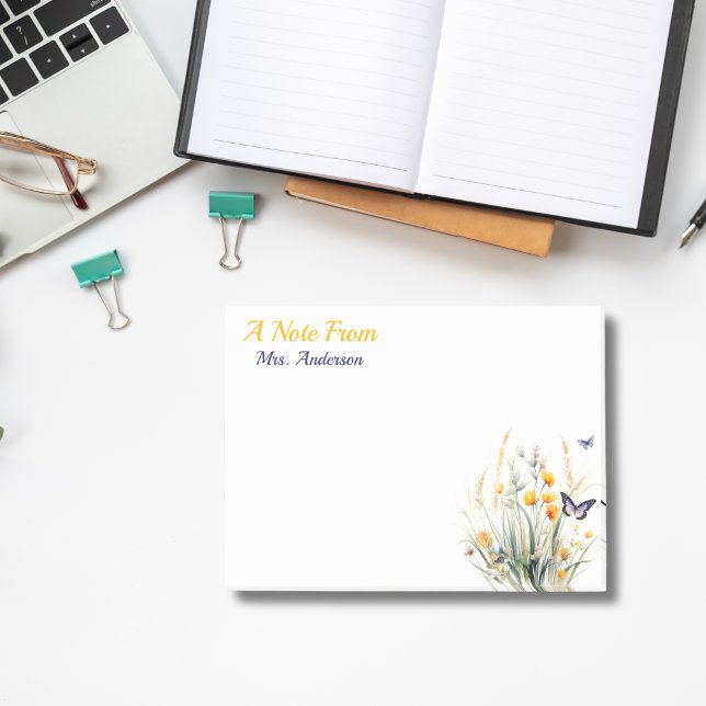 Teacher wildflowers custom teacher appreciation post-it notes (Cute, a note from custom wildflowers' teacher appreciation post-it note)