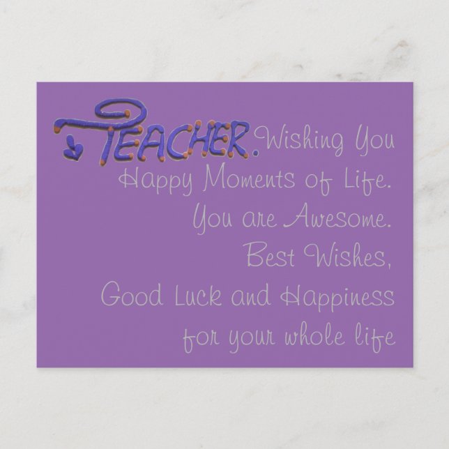 Teacher Wishing You Happy Moments Postcard (Front)