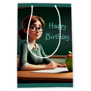 Teacher With Apple Medium Gift Bag