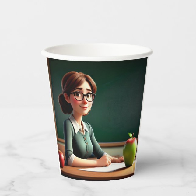 Teacher With Apple Paper Cups (Front)