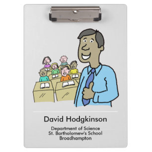 Teacher with Classroom Theme Clipboard