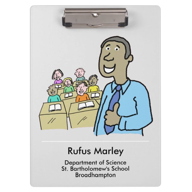 Teacher with Classroom Theme Clipboard (Front)