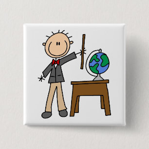 Teacher With Globe 15 Cm Square Badge
