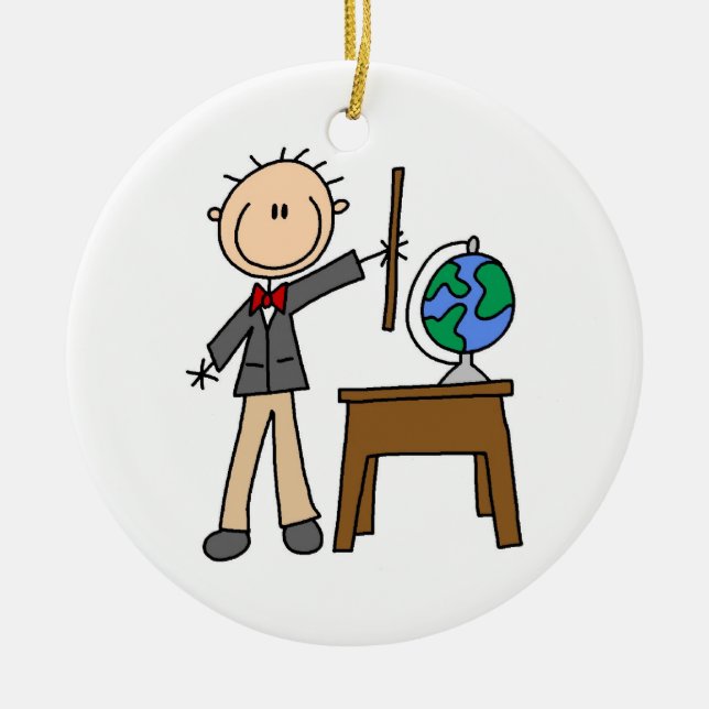 Teacher With Globe Ceramic Tree Decoration (Front)