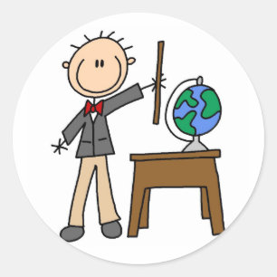 Teacher With Globe Classic Round Sticker