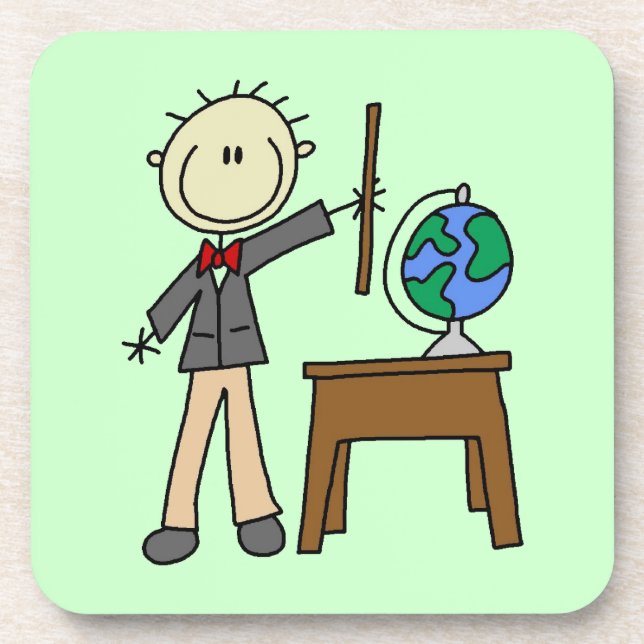 Teacher With Globe Coaster (Front)