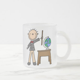 Teacher With Globe Frosted Glass Coffee Mug