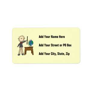 Teacher With Globe Label