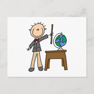 Teacher With Globe Postcard