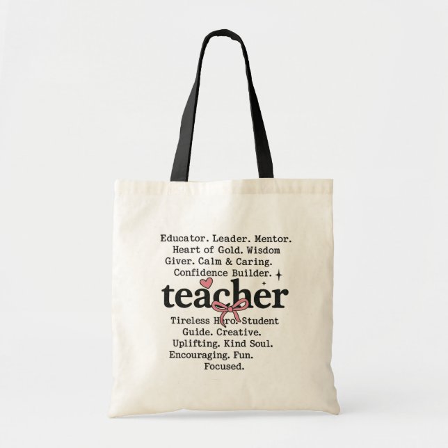 Teacher Words Coquette Tote Bag (Front)