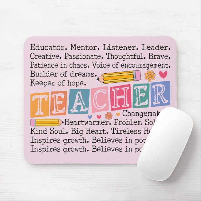 Teacher Words Mouse Mat (With Mouse)