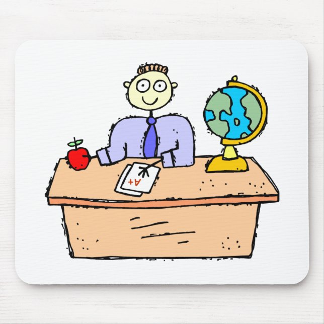 Teacher Working Classroom Teacher's Desk Mouse Mat (Front)