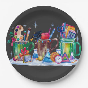 Teacher Xmas Cup Merry Teacher Paper Plate