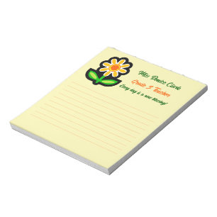 Teacher Yellow Notepad with Yellow Flower