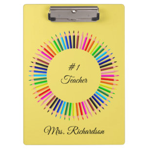 Teacher Yellow Personalised Clipboard