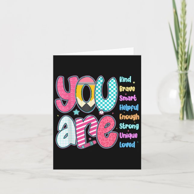 Teacher You Are Smart Brave Strong Kind Loved Moti Card (Front)