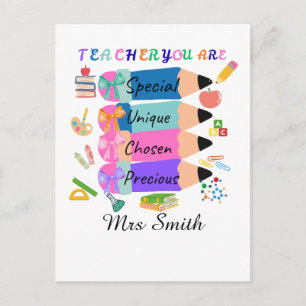 Teacher you are special inspiration teacher day postcard