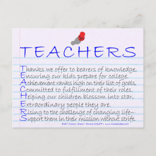 Teachers (Acrostic) Postcard