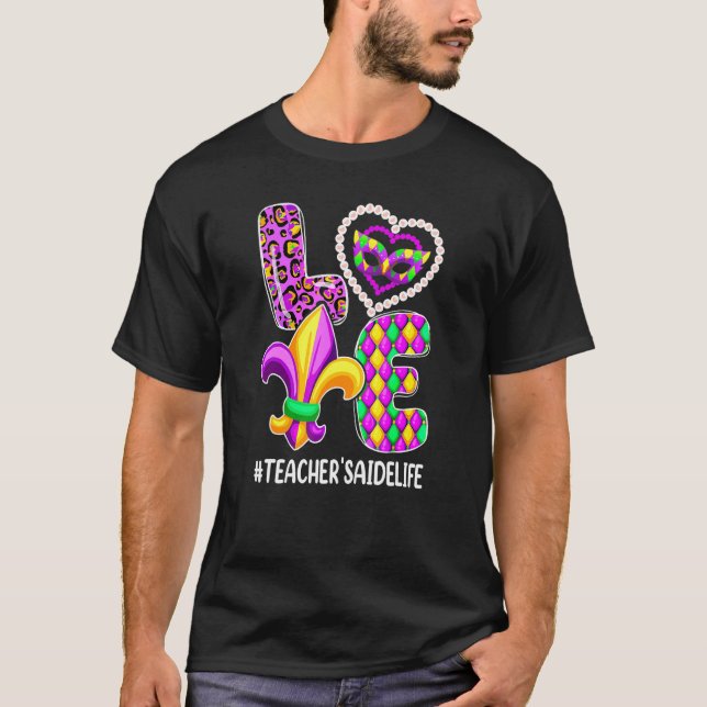 Teacher's Aide Mardi Gras Family Matching Outfit T-Shirt (Front)