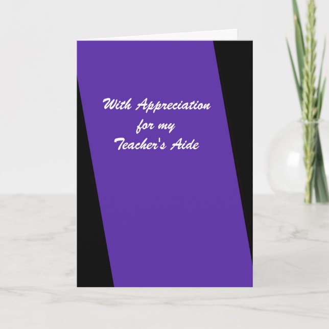 Teacher's Aide Thank You, Purple Thank You Card (Front)