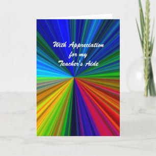 Teacher's Aide Thank You, Vivid Rainbow Starburst Thank You Card