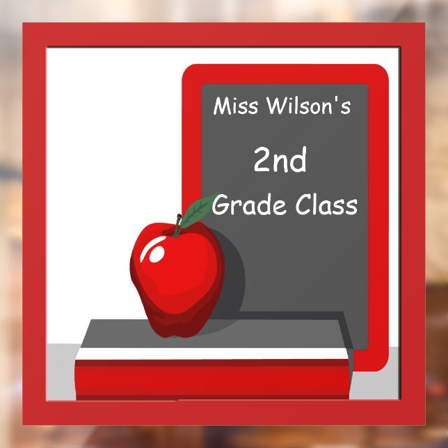 Teachers Apple Chalkboard Classroom Custom Window Cling (Sheet 2)