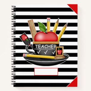 Teacher's Apple Cup Stripes Large Notebook