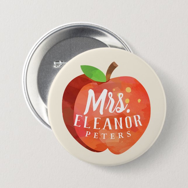Teacher's Apple Custom 7.5 Cm Round Badge (Front & Back)