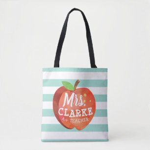 Teacher's Apple Custom Name Tote Bag