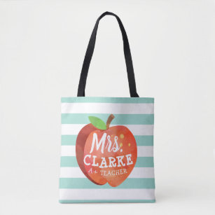 Teacher's Apple   Custom Name Tote Bag
