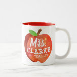 Teacher's Apple | Custom Name Two-Tone Coffee Mug<br><div class="desc">A funny and lighthearted mug featuring a stylised apple illustration. Inside of this is your favourite teacher's name in a playful style font.</div>
