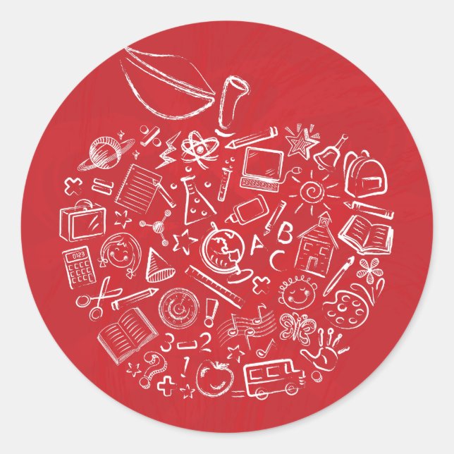 Teachers Apple Doodle Sticker (Front)