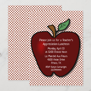 Teachers Apple on Polka Dots Luncheon  Invitation