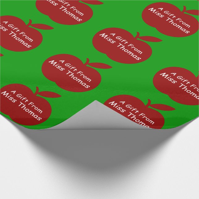 Teacher's Apple Personalised Gift Wrap (Corner)