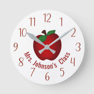 Teachers Apple Personalised Round Clock