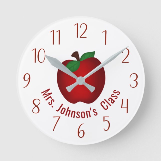Teachers Apple Personalised Round Clock (Front)