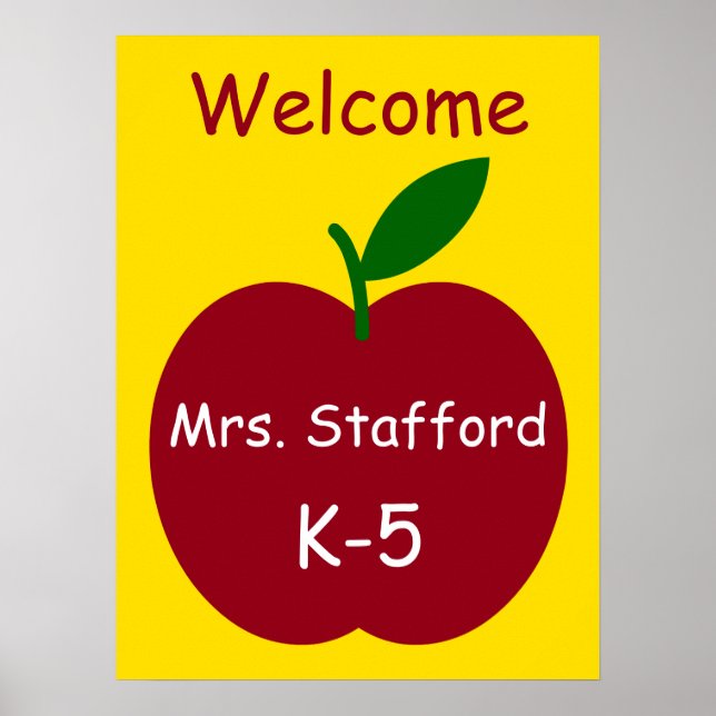 Teacher's Apple Personalised Welcome Poster (Front)