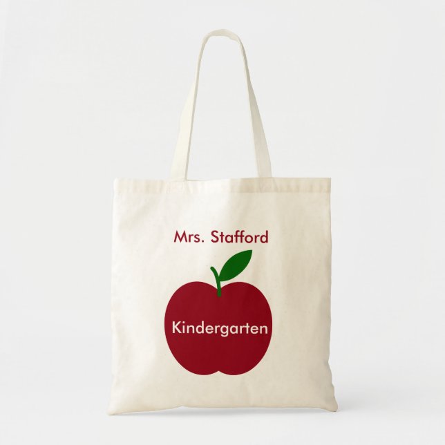 Teacher's Apple Red and Green Personalised Tote Bag (Front)