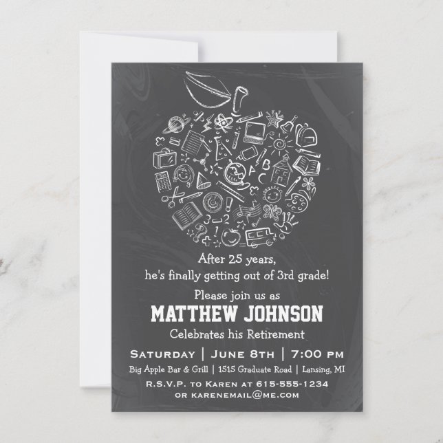 Teachers Apple Retirement Party Invitation (Front)