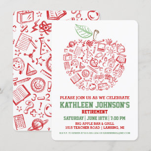 Teachers Apple Retirement Party Invitation