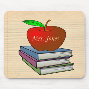 Teacher's Apple Stack of Books Customise Mouse Mat