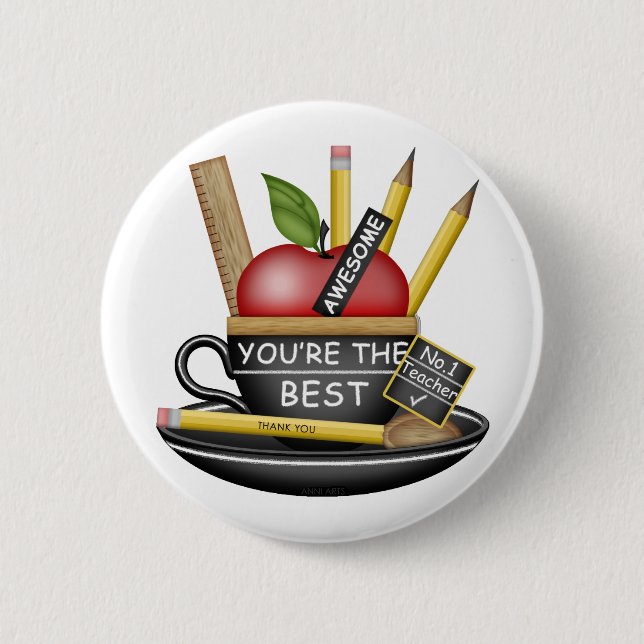 Teacher's Apple Teacup Button (Front)