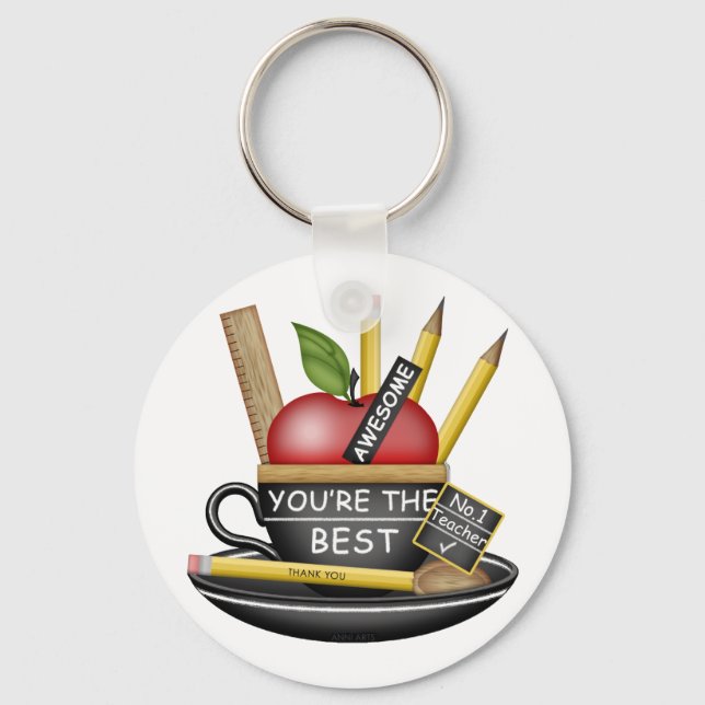 Teacher's Apple Teacup Keychain (Front)