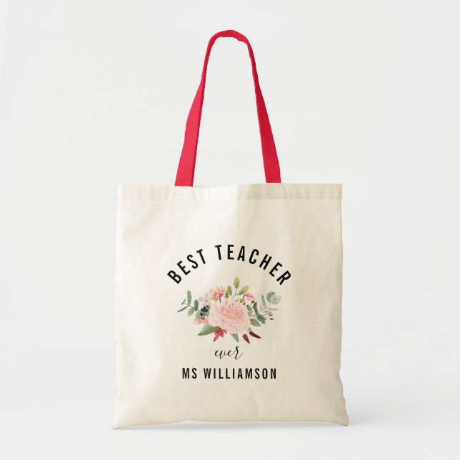 Teacher's Appreciation Best Teacher  Personalised Tote Bag (Front)