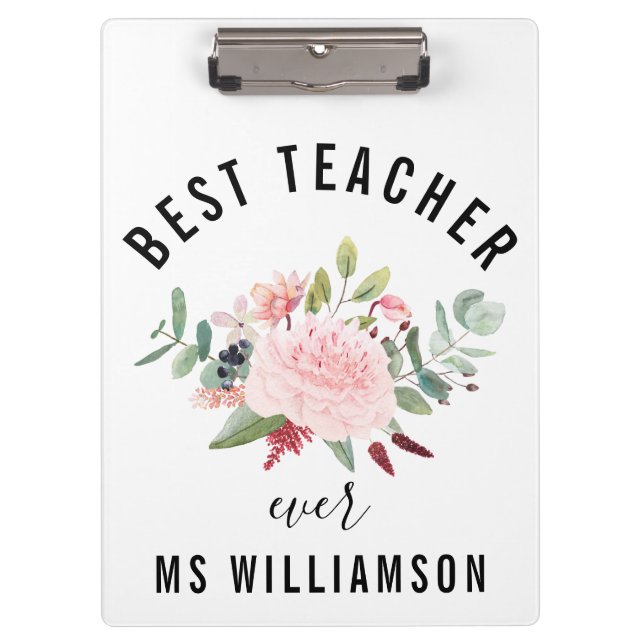 Teacher's Appreciation Floral Personalised Clipboard (Front)