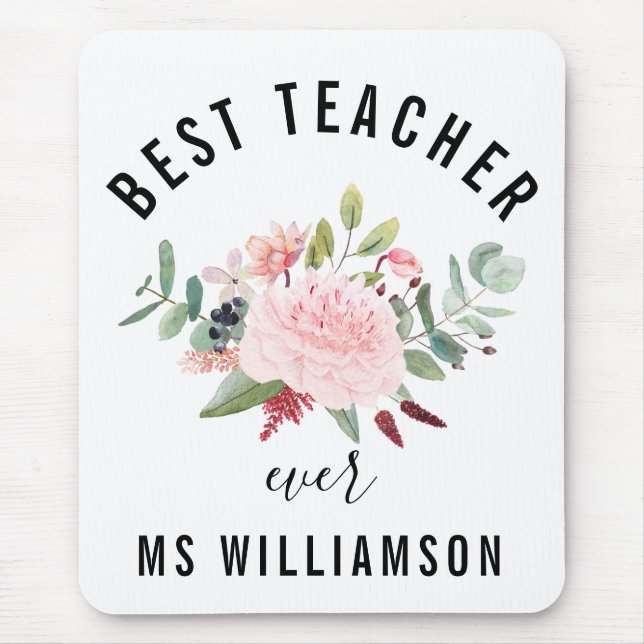 Teacher's Appreciation Floral Personalised  Mouse Mat (Front)