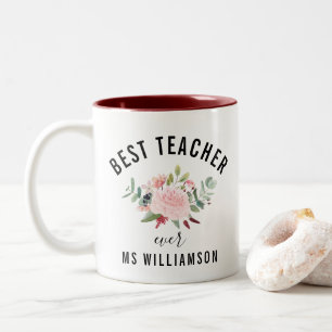 Teacher's Appreciation Floral Personalised Two-Tone Coffee Mug